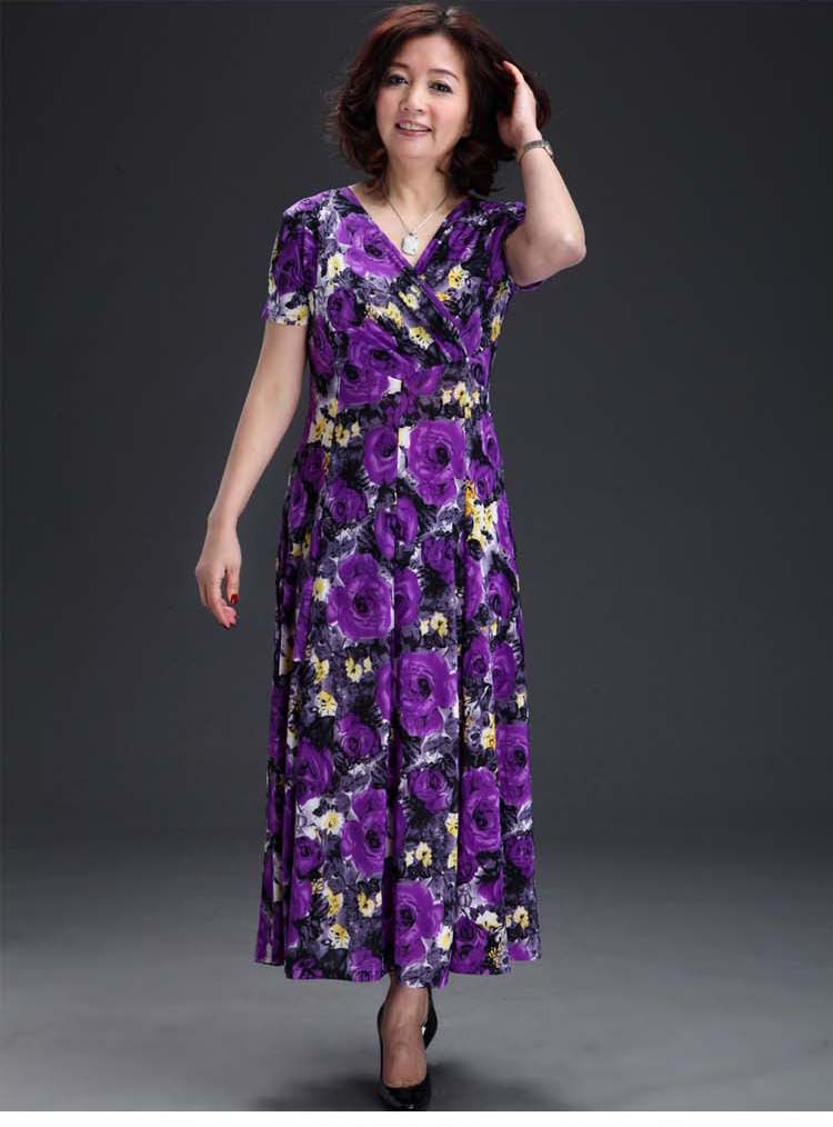 乐卡索<em>中老年女装夏装</em>连衣裙中年女士短袖<em>裙子</em>