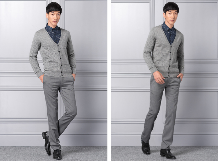 太平鸟正品 <em>男士羊毛衫</em>/<em>开衫</em>V领毛衣针织8131