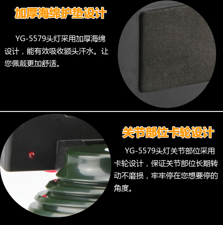 雅格YAGE LED照明头灯 家用维修探照灯 夜间户外灯 YG-5579