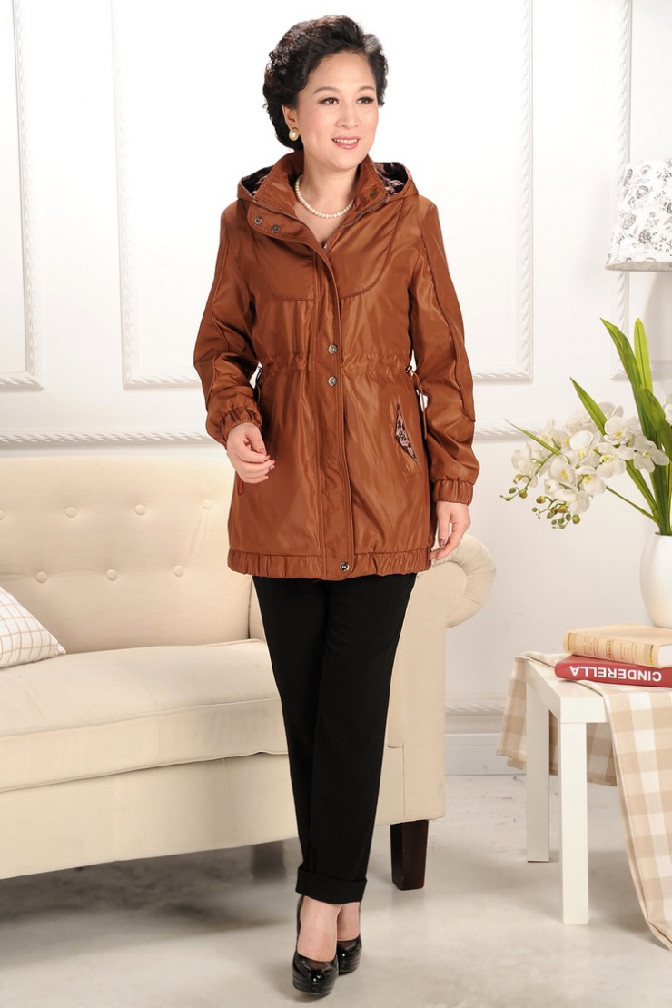 中老年女装妈妈装春秋装新新款中年女装连帽长