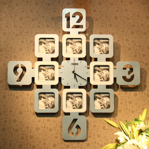 红兔子 创意九宫格 相框挂钟 装饰挂钟 创意挂钟 银灰