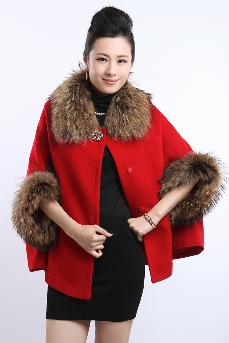 2013冬装新款 时尚宽松斗篷羊绒大衣毛呢外套