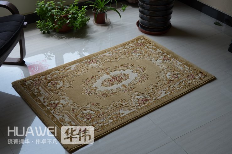 
                                        华伟剪花机制威尔顿地垫 卧室床前门厅进门垫 时尚可水洗欧式防滑80*120cm 红色系                