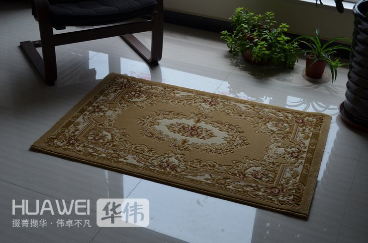 
                                        华伟剪花机制威尔顿地垫 卧室床前门厅进门垫 时尚可水洗欧式防滑80*120cm 红色系                