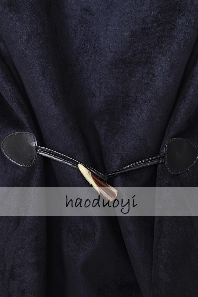 haoduoyi 羊羔毛覆底麂皮绒无扣秋冬款外套女后背牛角扣调节 黑色 L