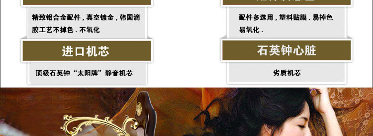 乐唯仕莱雅贝尔欧式树脂静音客厅卧室钟表双面挂钟AT201 白色AT201