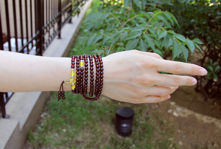 锦灏 3A级天然石榴石佛珠手链216颗 绕手6圈【