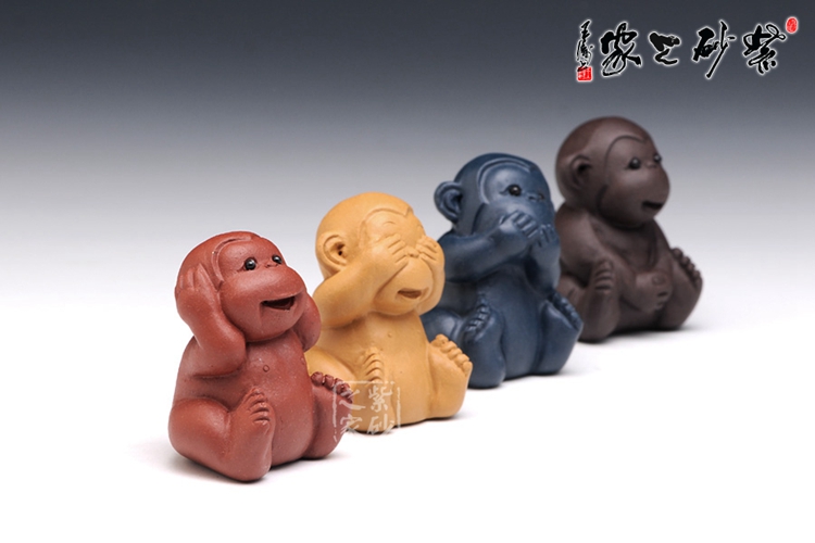 【紫砂之家】 全手工 宜兴紫砂 小四不猴 精品摆件 泥