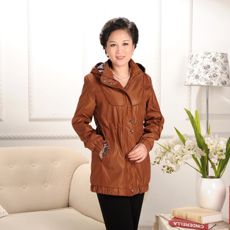 中老年女装妈妈装春秋装新新款中年女装连帽长