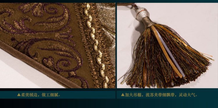 
                                        康丝丽 欧式桌旗长桌布茶几布 奢华布艺西餐桌旗茶几巾台布床旗柜旗 高贵咖 38*180cm                