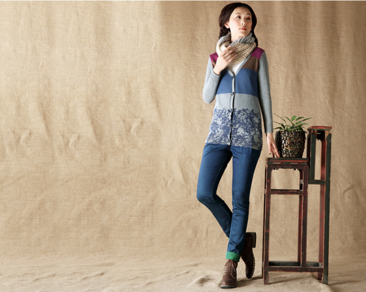 <em>茵曼</em> 冬装新款纯棉<em>针织开衫</em>女【8341310449】