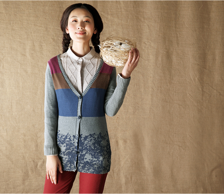 <em>茵曼</em> 冬装新款纯棉<em>针织开衫</em>女【8341310449】