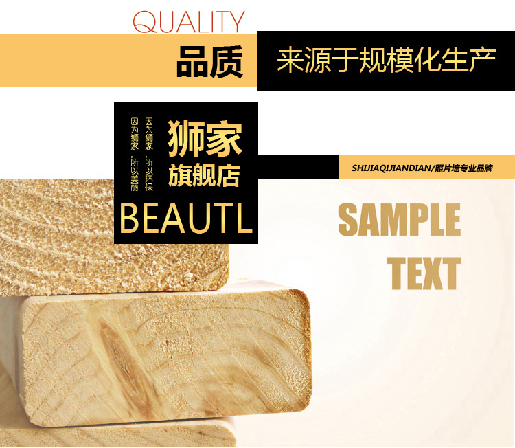 
                                        狮家进口实木照片墙创意欧式相片墙 大尺寸相框墙组合10框 白色相框+宁静港湾画芯                
