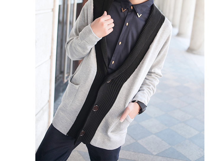 <em>货到付款</em> 落雁莎 2013秋季新品 撞色 V领中长款