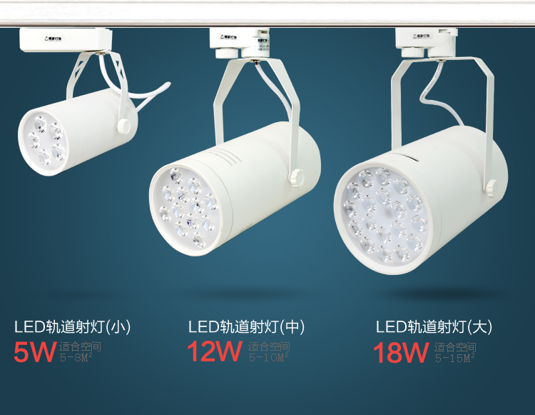 祺家全新LED家居商业展示画廊珠宝照明轨道射灯IE15 正白 18W