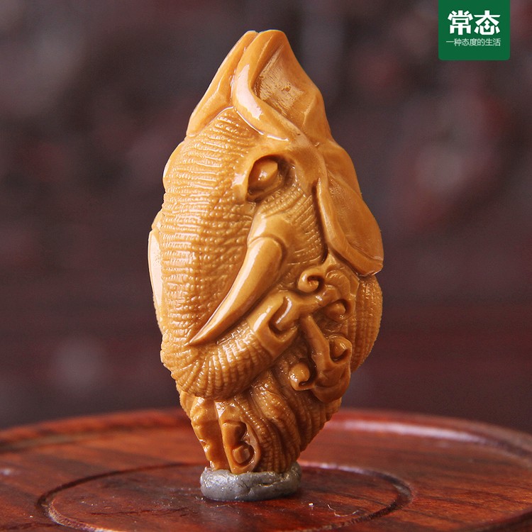 靓奈尔 瑞兽大象 吉祥如意象 橄榄核雕刻单子单