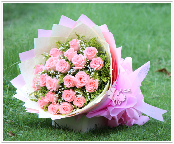 钟爱 鲜花速递 19朵粉玫瑰花束 鲜花快递生日