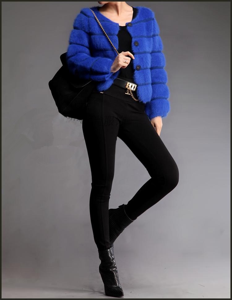 正品 新款韩版 秋冬超气质 长毛<em>水貂绒开衫</em>毛衣