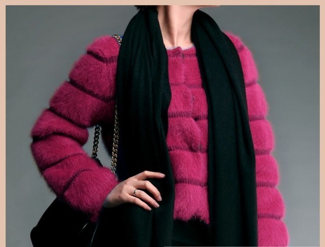 正品 新款韩版 秋冬超气质 长毛<em>水貂绒开衫</em>毛衣