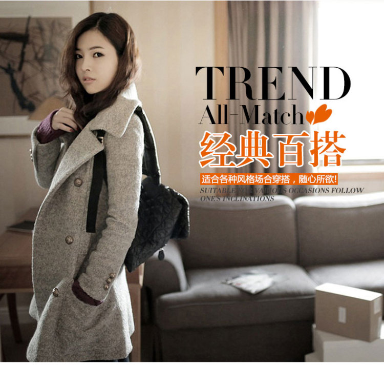 2014春装布叶<em>毛呢外套</em>大衣女冬新款女装呢子