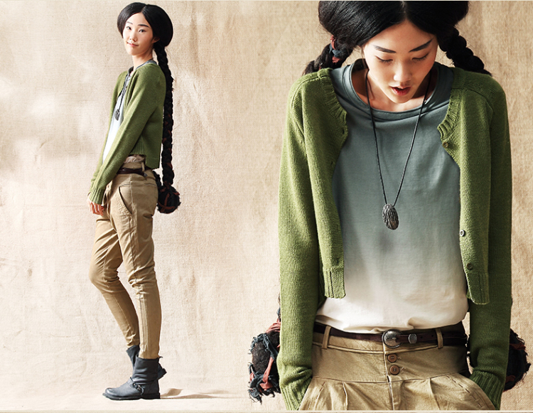 <em>茵曼</em> 冬新款<em>茵曼</em>女圆领<em>开衫毛衣</em>【VC834131