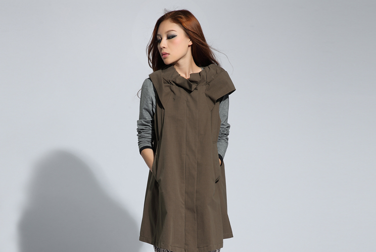 detree<em>地树</em> 2013<em>新款女装</em>中长款宽松休闲连帽