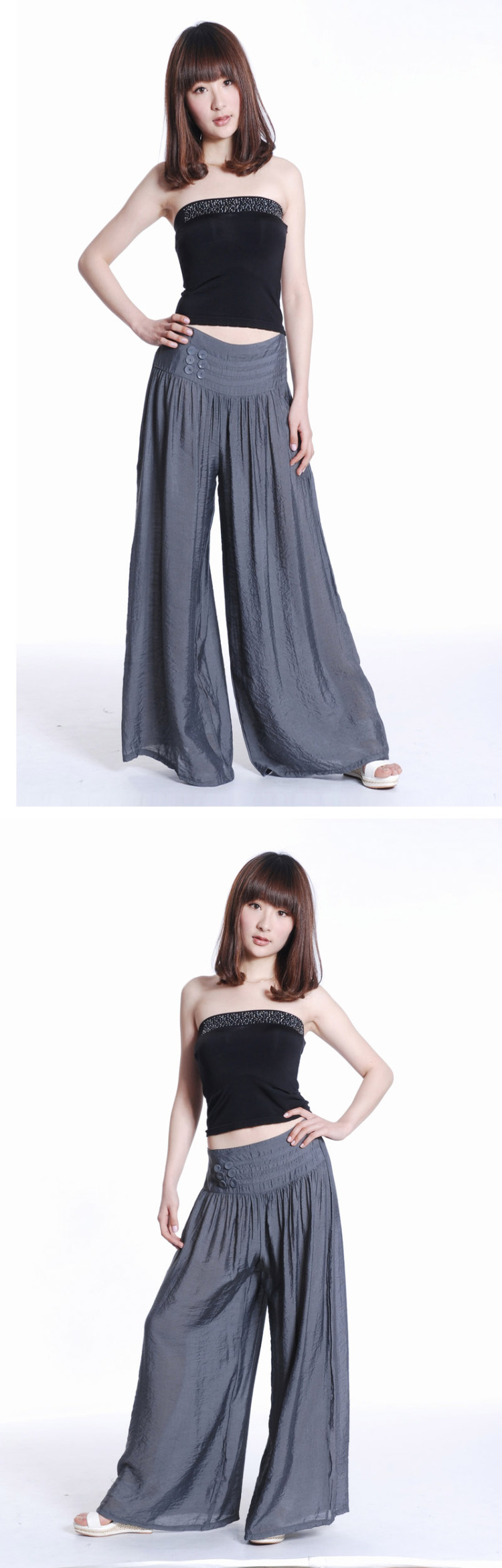 云拉拉 春夏装薄款时尚休闲欧美百搭阔腿裤女正装长裤 深灰色 均码