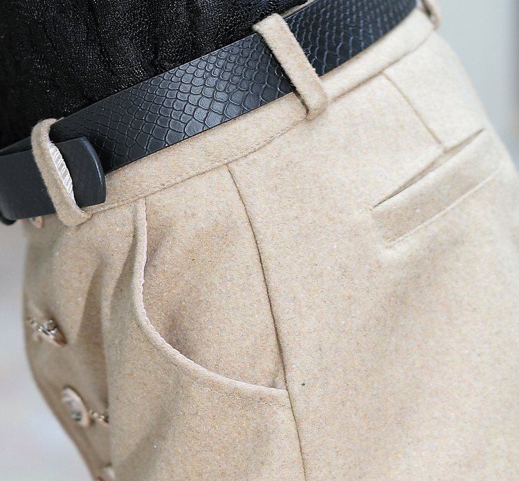 货到付款 梓欣<em>2014</em>春<em>韩版双排</em>扣毛呢<em>短裤</em> 短裙