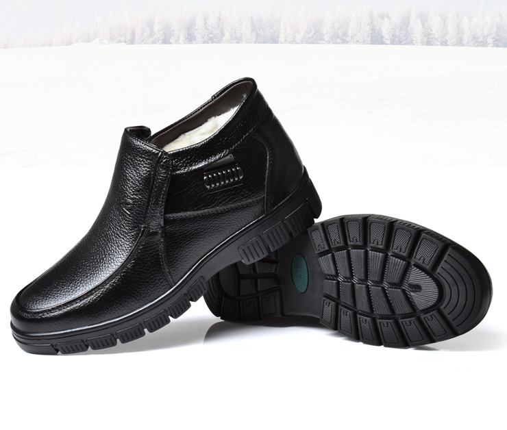 【货到付款】烈马男士棉皮鞋父亲鞋 头层牛皮