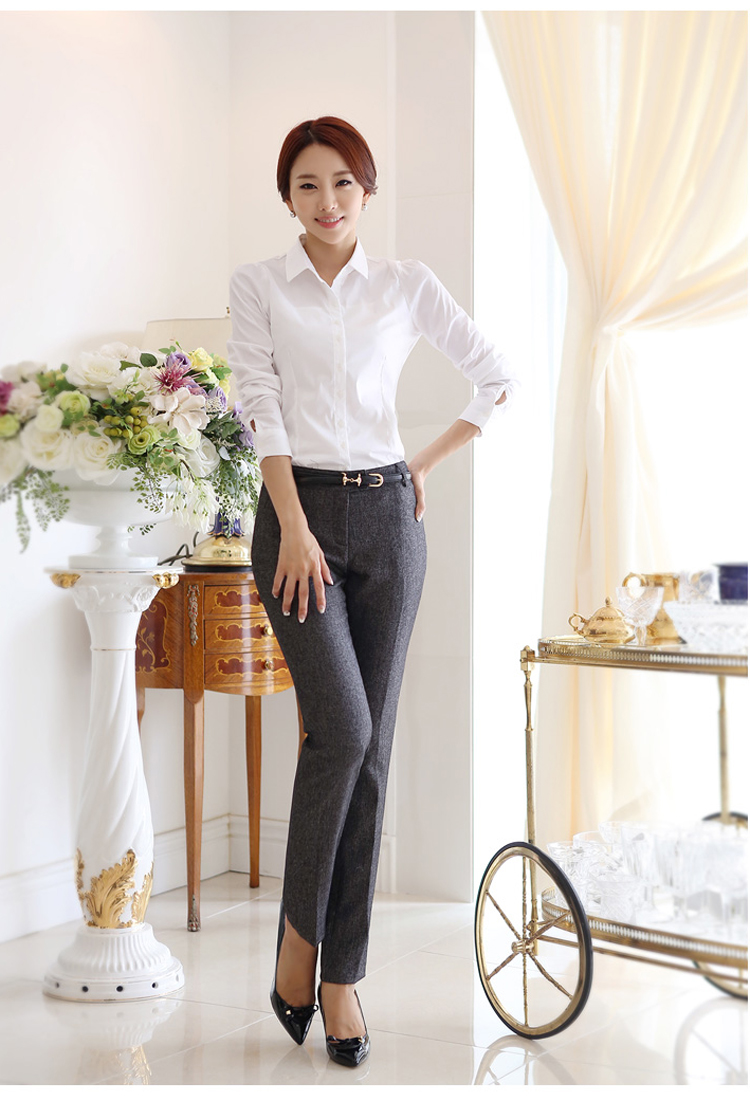 衣播2014新款衬衫<em>女</em>长袖<em>职业装</em>修身女士<em>上衣</em>