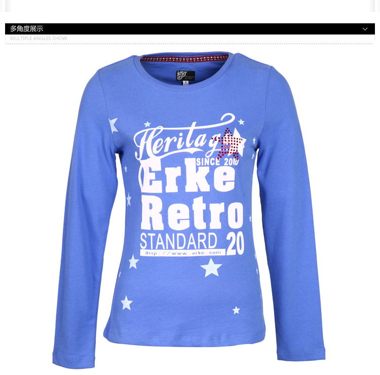 新款 <em>鸿星尔克</em>erke秋装运动<em>t恤女士</em>长袖圆领<em>t恤</em>