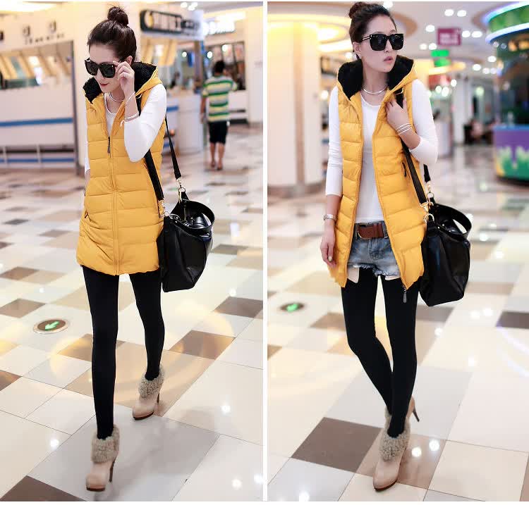 大头露2013秋冬装新款<em>羽绒</em>服女<em>中长马甲</em>帽顶