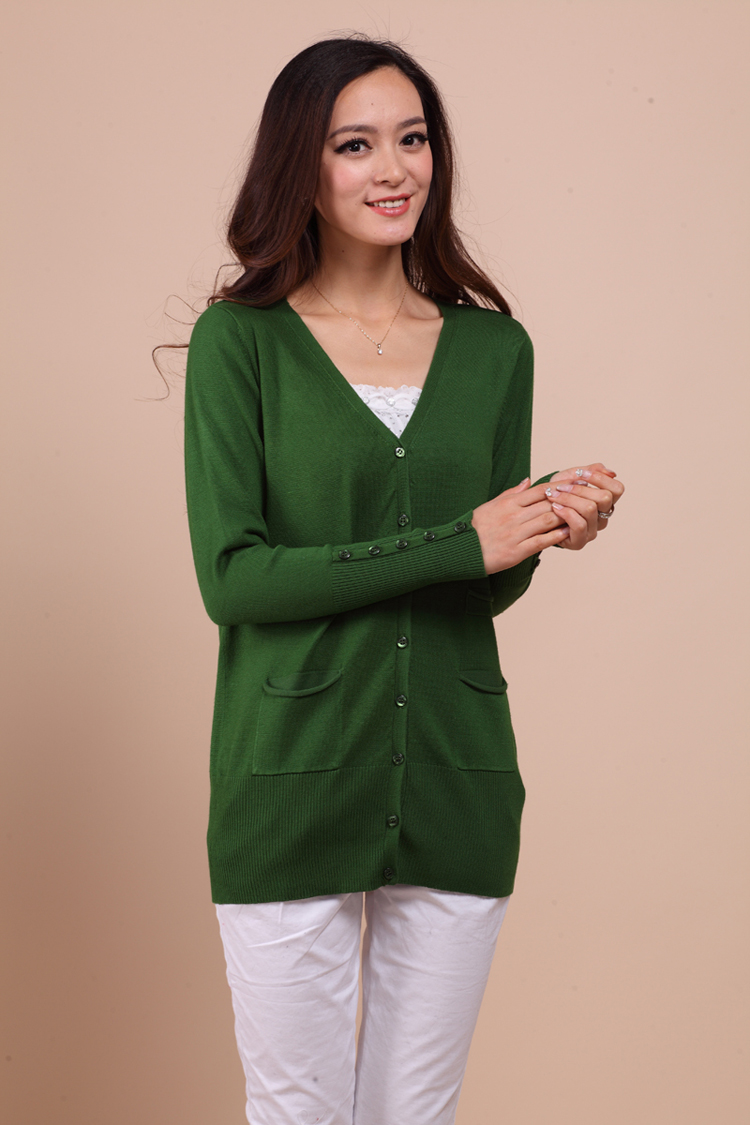 淘特<em>暖</em>2014春装新款女装<em>羊绒</em>衫带兜<em>开衫</em> V领