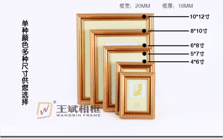 5寸6寸7寸8寸10寸12寸相框批发创意画框欧式儿童相架十字绣相框329 金色329-2-1176 5寸