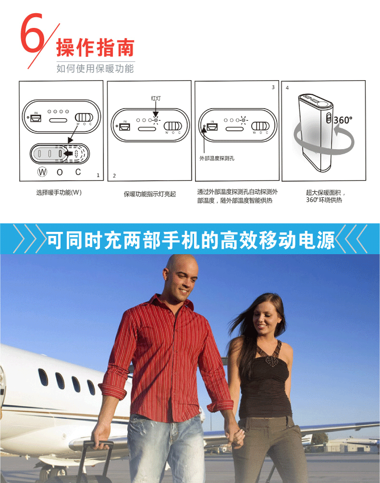 
                                        伊暖儿智能王暖手宝四面热USB充电暖手宝充电暖宝 黑色                