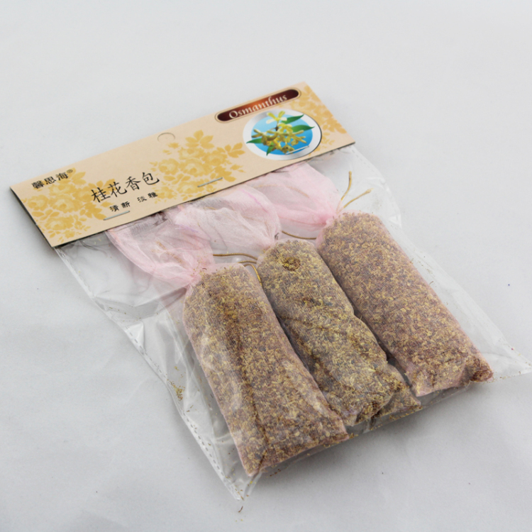 
                                        馨思海 桂花干花香包 两袋内6只装 桂花 干花 香包 香袋 香薰 天然芳香 车用衣柜香薰                