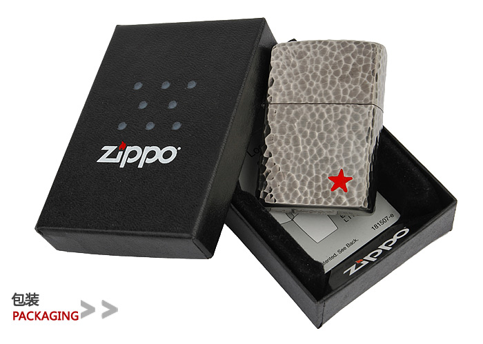 芝宝(Zippo)打火机 雕刻\/蚀刻填漆 五面加工红五
