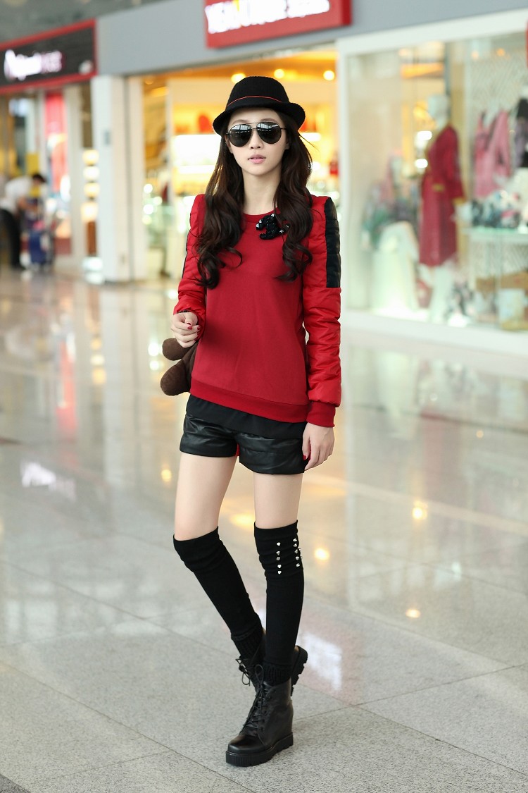 哇噢2013冬装新款女装韩版休闲加厚<em>短裤</em>卫衣