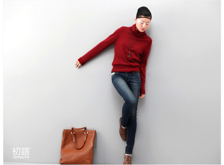 初语2013冬季新品<em>女装</em> 高领堆领羊毛<em>毛衣</em> 打底