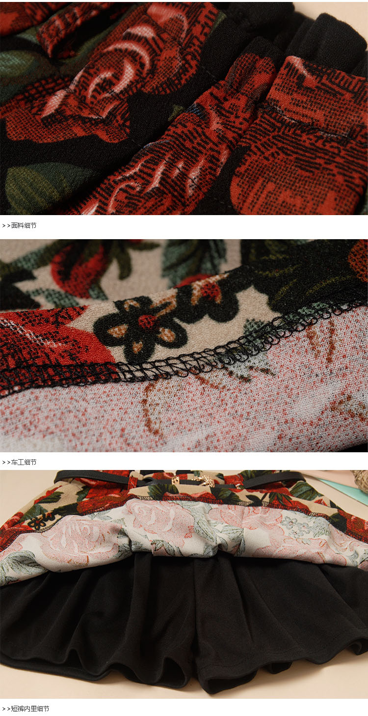 特尚莱菲 2014春夏新款女装松紧<em>腰短裤裙</em>印花