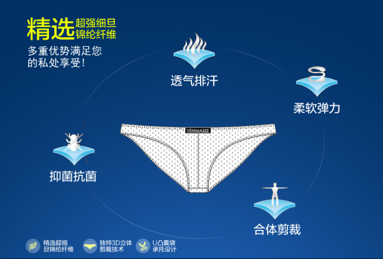 【<em>货到付款</em>】VeniMasee <em>男士内裤</em>透气网纱莫