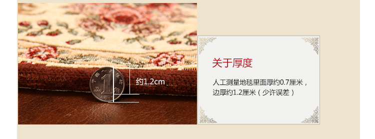 
                                        易普美家 卧室床边客厅茶几地垫 欧式布艺环保薄美式田园电脑椅飘窗垫 ES201咖啡 900MMx1400MM                