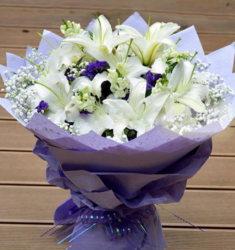 速递全国百合花鲜花快递北京重庆深圳鲜花店预