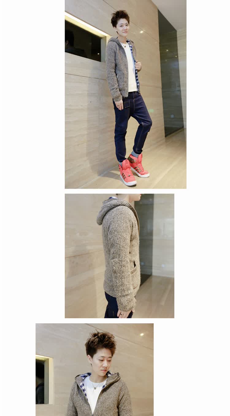 货到付款 秋<em>冬季</em>新款 男士<em>毛衣外套</em>保暖上衣 男