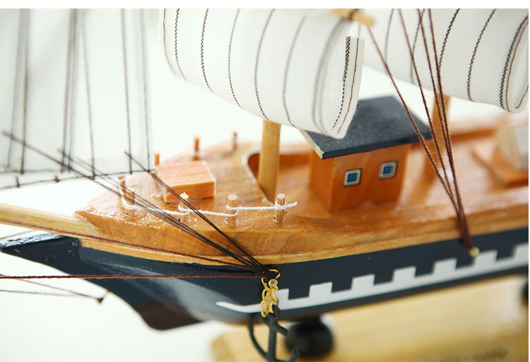 
                                                            优贝家（ubaka） 帆船摆件工艺品 木质帆船模型装饰摆件 模型船客厅书房办公桌电视柜工艺品装饰摆件 D款                