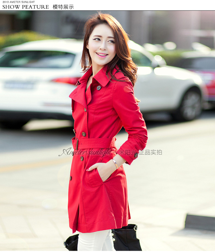 女士<em>风衣</em> <em>一米阳光</em> 秋装2013新款修身<em>外套</em> 双排