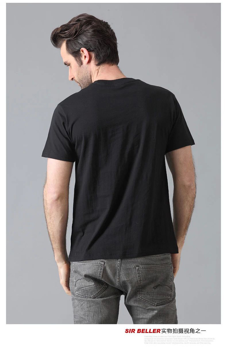 骄圣鸟夏装新品男士圆领短袖T恤 修身纯色男装