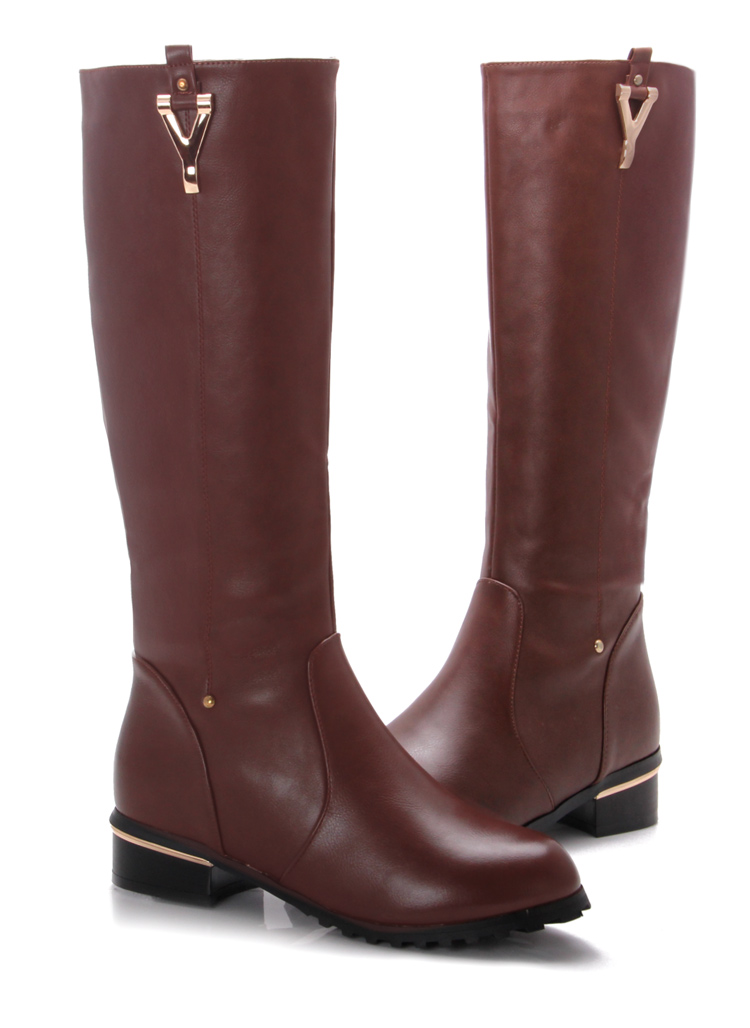 SXQ三雄麒 2013秋冬新品舒适简约高筒靴金属