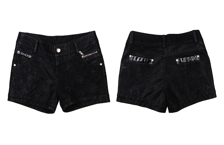 名人瑞裳冬季新品女装OL时尚纤腰<em>水洗</em>PU刺绣