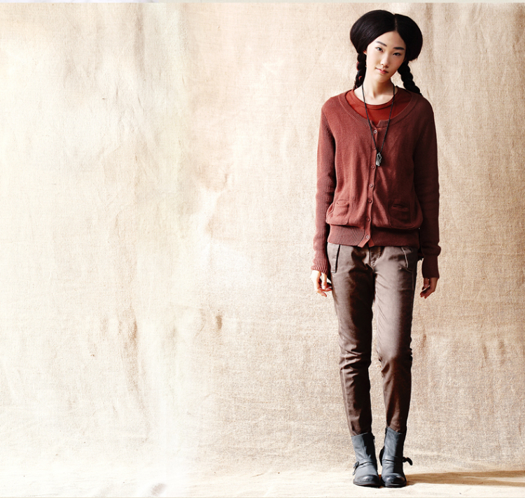 <em>茵曼</em>冬季新款 苎麻<em>开衫毛衣</em>【VC8341310910
